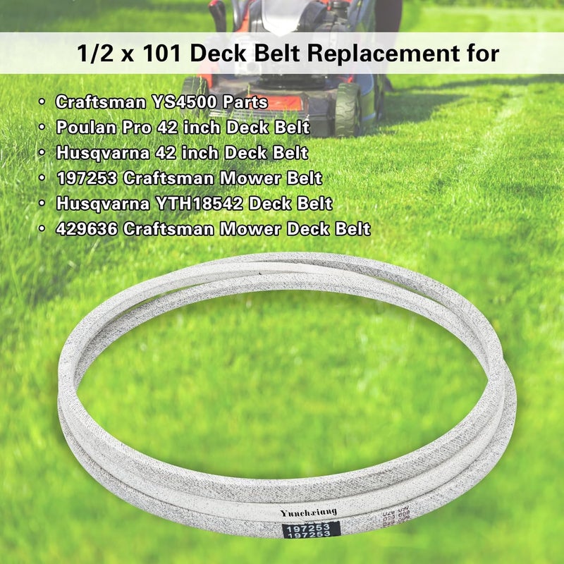 Dofank 429636 Deck Belt Kevlar for 197253 Craftsman Mower Belt YS4500, Husqvarna YTH18542 Riding Mower with 42'' Deck, Replaces 532429636, 598559101, 592855001 - Aramid Cord, 1/2'' x 101'' - Image 3